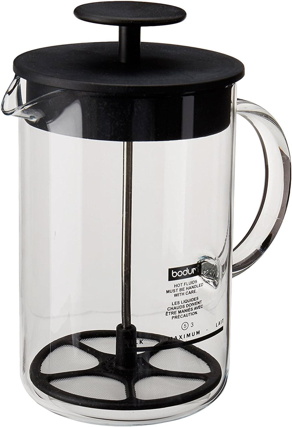 Bodum Latteo Manual Milk Frother, Glass, 250ml, Black